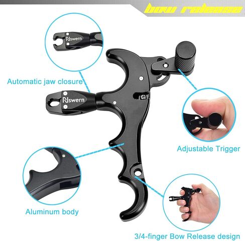 Bow Release Thumb Archery 4 Finger Release-Bow Trigger 360° Rotatable Thumb Release for Compound Bow in Saudi Arabia
