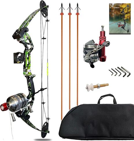 Bowfishing Bow Kit Ready to Hunt Compound Archery Bow Right Handed | 15-45 LBS Draw Length 18"-29.5" Adjustable Complete Compound Bow Fishing 2026 New Bow Set with arrows in Saudi Arabia