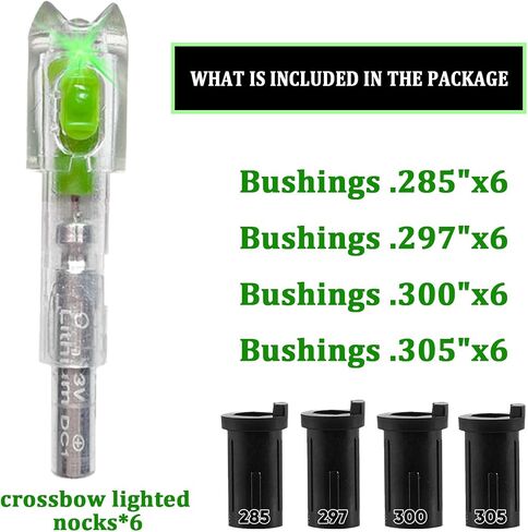 sntxmy 6-Pcs Crossbow Bolts Lighted Nocks Lights Up Automatically with Bushings for (.285/.297/.300/.305) in Saudi Arabia