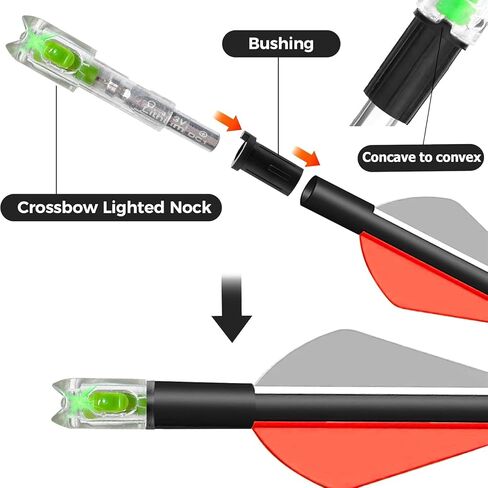 sntxmy 6-Pcs Crossbow Bolts Lighted Nocks Lights Up Automatically with Bushings for (.285/.297/.300/.305) in Saudi Arabia