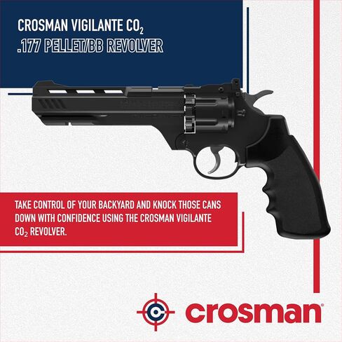Crosman Vigilante CO2 .177-Caliber Pellet and BB Revolver - 10-Shot Pellet Clip, 6-Shot BB Clip - 465 FPS - Black in Saudi Arabia