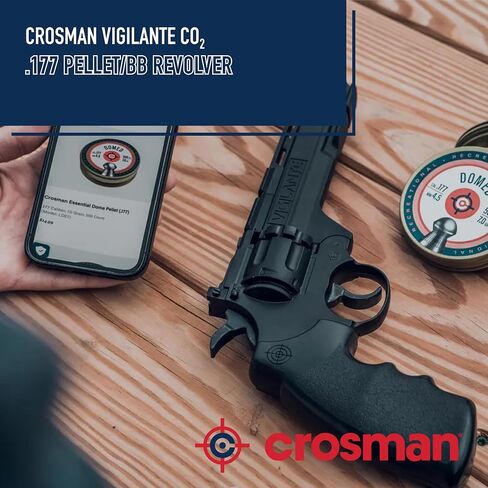 Crosman Vigilante CO2 .177-Caliber Pellet and BB Revolver - 10-Shot Pellet Clip, 6-Shot BB Clip - 465 FPS - Black in Saudi Arabia