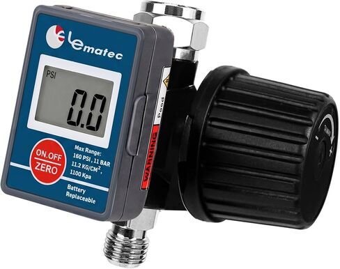 LE LEMATEC Digital Paint Gun Air Regulator with LED Gauge, 1/4 NPT | HVLP spray sprayer compatible, inline compressor mount, PSI display, tire inflation, DAR01B in Kuwait