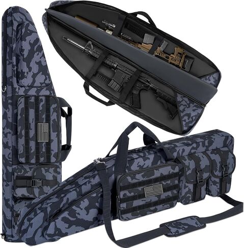 Soft Double Shotgun Rifle Case 32"/38"/42"/46"/52"/55" Rifle Bag | Long Rifle Storage Bag for Hunting Shooting Range, Firearm Transportation, with Multiple Magazine Holder Pouches in Saudi Arabia
