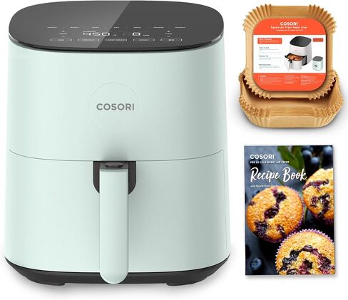 Cosori Air Fryer Pro LE 5 Qt, 9-in-1, Ceramic Coating, Shake Reminder, Grey | 7 presets with Reheat, Keep Warm, Max 450°F, 85% Less Oil, Touch control, LED glass panel, 130+ Chef-inspired Recipes, 1500W in Saudi Arabia