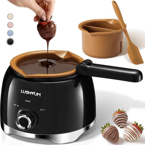 Electric Chocolate Melting Pot with 2 Insert Pots, 4-Cup Chocolate | Even Heating & Fast Melting, BPA-Free Silicone, Easy Clean, Less Waste, Ideal for Chocolate & Candy Melts, Parties & Fondue in Saudi Arabia