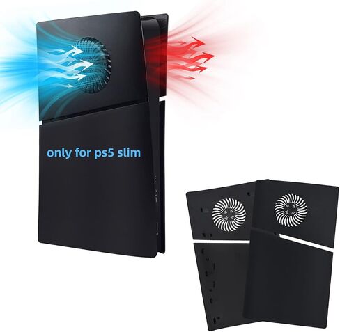 لوحات وجه Mcbazel لجهاز PS5 Slim Digital Edition فقط، لوحات بديلة مضادة للخدش وأغطية غطاء مع فتحة تبريد متوافقة مع وحدة تحكم PlayStation 5 Slim Digital Edition - أسود in Kuwait