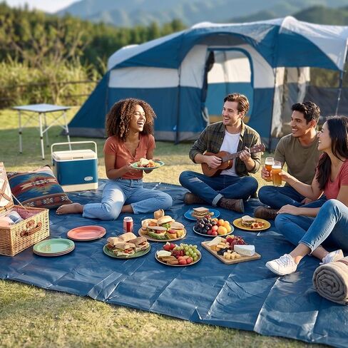 PORTAL 8-Person Camping Tent Groundsheet Waterproof Footprint Mat for Outdoor Family Camping, Protective Tent Tarp Floor Saver, Camping Tent Not Included in Saudi Arabia