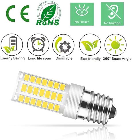 E17 LED Bulb Dimmable, 5W Microwave Oven Bulb, Daylight White 6000K, 40W Halogen Bulb Replacement for Microwave, Over Stove Appliance, Range Hood, Refrigerator, E17 Intermediate Base (2 Pack) in Saudi Arabia