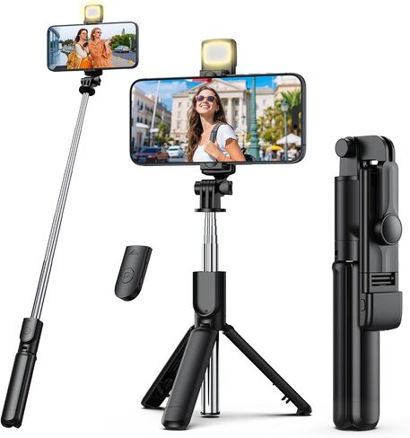 Selfie Stick Tripod, Retractable Selfie Stick Tripod with Wireless Remote Control, for Photograph, Live Streaming, Video Recording, Compatible with Android, iPhone and More in Saudi Arabia