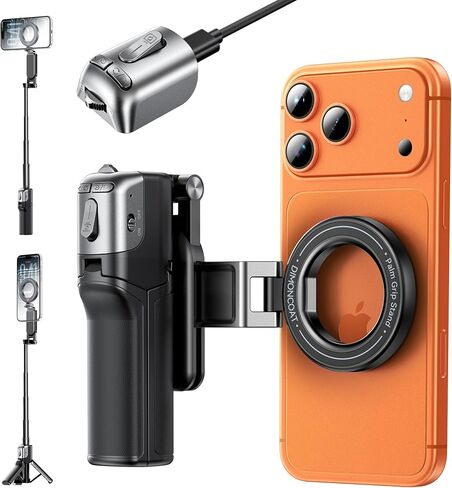 Mini Magnetic Selfie Stick Tripod for MagSafe, Pocket 4.8" Design, 4-in-1 | Zoom Control, Ergonomic Phone Grip, Detachable Multi-Function Bluetooth Remote and Up to 18" Extendable Selfie Stick in Saudi Arabia