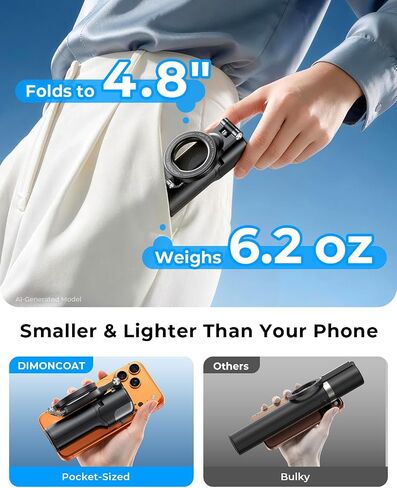 Mini Magnetic Selfie Stick Tripod for MagSafe, Pocket 4.8" Design, 4-in-1 | Zoom Control, Ergonomic Phone Grip, Detachable Multi-Function Bluetooth Remote and Up to 18" Extendable Selfie Stick in Saudi Arabia