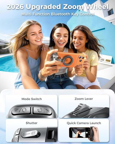 Mini Magnetic Selfie Stick Tripod for MagSafe, Pocket 4.8" Design, 4-in-1 | Zoom Control, Ergonomic Phone Grip, Detachable Multi-Function Bluetooth Remote and Up to 18" Extendable Selfie Stick in Saudi Arabia