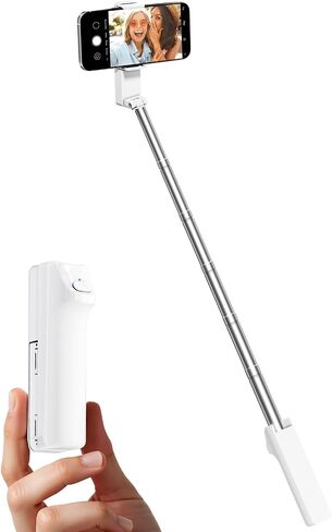 Viozon Portable Selfie Stick, Lightweight Extendable Stainless Steel Tube,All-in-One Compact Selfie Stick with Wireless Remote Compatible with 4-7" iPhone/Android Phones for Vlog/Travel/Filming, W in Saudi Arabia