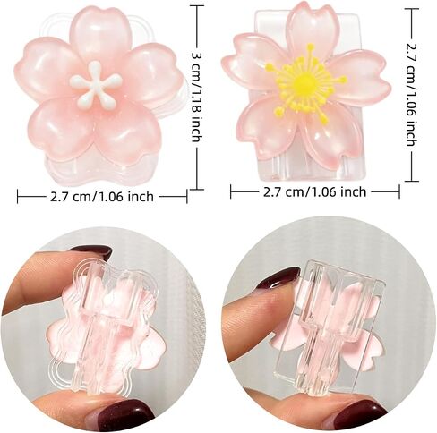 Cute Charger Cable Protector，Pink Flower Phone Cord Decoration Accessories | 4Pcs Pink Sakura, Floral Shape Phone Decorations，Kawaii Charger Cover for Women, Anti-Fray Clear Resin Cable Saver in Saudi Arabia