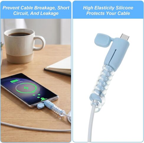 Amabro 8 قطع واقي كابل شاحن سيليكون لـ Lightning USB-C Type-C | منظم سلك موفر للغبار، منظم سلك ناعم مضاد للانزلاق، واقي كابل مقاوم للغبار، كابلات شحن، واقي سلك متعدد الألوان in Kuwait