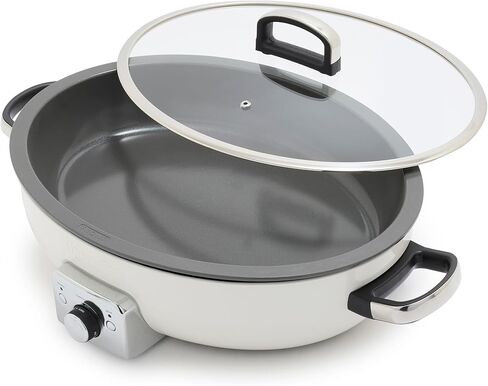 GreenPan Elite 5.5QT Electric Oval Skillet, PFAS-Free Ceramic Nonstick, 1800 Watt, Dishwasher Safe Lid & Removable Crock, Adjustable Temp Control, Multi-Cooker, Sear, Sauté, Rice, Stir-Fry, Black in Saudi Arabia