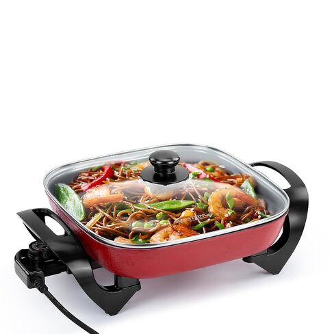 Holstein Housewares 12-Inch Electric Skillet - 1400W Electric Pan with Adjustable Temperature Control, PFOA-Free Non-Stick Coating, Cool-Touch Handles, Multi-Function Cooker, Copper & Black in Saudi Arabia
