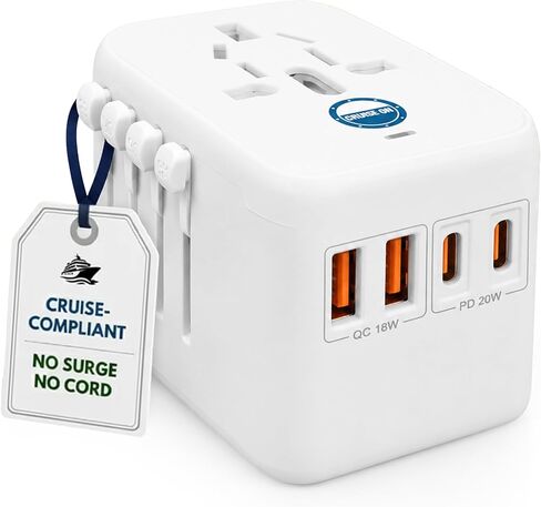 Cruise Approved Power Strip - Non Surge Protector for Cruise Ship with 2 USB Outlets - Cruise Ship Essentials 2026 for Carnival, Princess, Norwegian, Holland America, MSC & Major Cruise Lines (White) in Kuwait