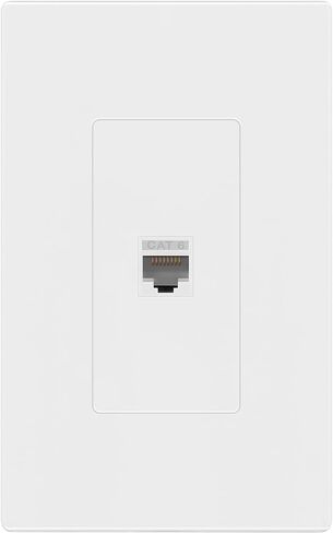 ENERLITES Port Screwless Wall Plate with CAT6 RJ45 Keystone Jack Module, for Voice/Data & Audio/Video Multimedia, Standard Size 1-Gang 4.69" x 2.93", SI8871C-W, White in Saudi Arabia