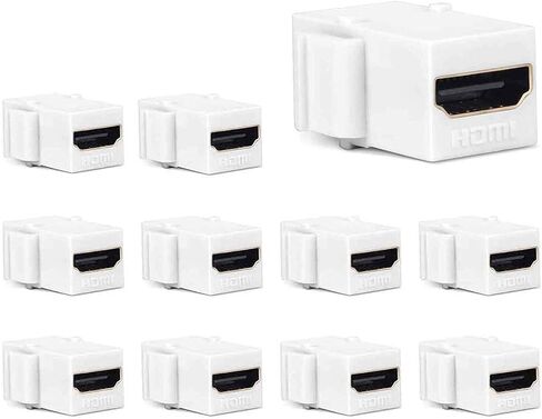 HDMI Keystone Jack, 10 Pack HDMI Coupler Adapter, White | Keystone Insert, Female to Female, Coupler Adapter for Video Transfer in Saudi Arabia