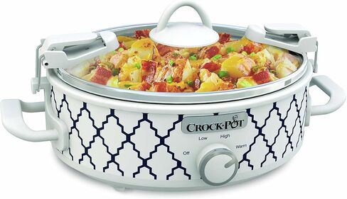 Crock-Pot Small 2.5 Quart Casserole Slow Cooker in White/Blue, Enjoy Eye-Catching Quick Meals, Durable and Compact in Saudi Arabia