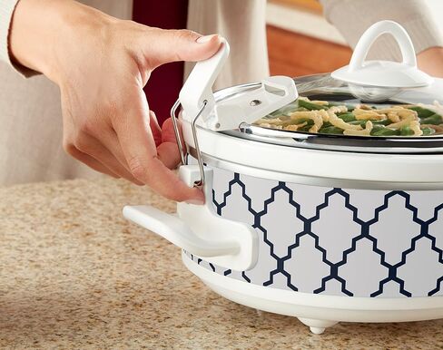 Crock-Pot Small 2.5 Quart Casserole Slow Cooker in White/Blue, Enjoy Eye-Catching Quick Meals, Durable and Compact in Saudi Arabia