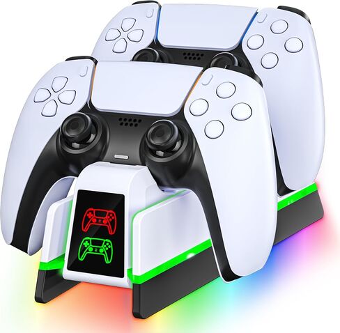 for PS5 Controller Charger Station for PlayStation 5 Dualsense/Edge | Charging Station with 10 LED Light, for Playstation 5 Controller Accessories Charging Station, Charging Dock with Cable in Saudi Arabia