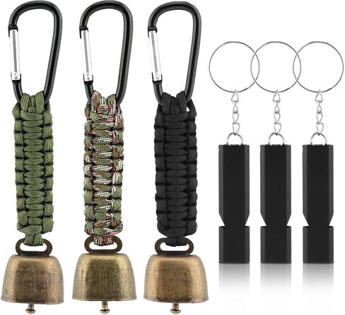 3pcs Bear Bell with 3pcs Whistle Aluminum Bear Bells for Hiking and Emergency Whistle for Hiking, Biking, Fishing, Climbing, Outdoor Camping and Hiking Protection in Saudi Arabia