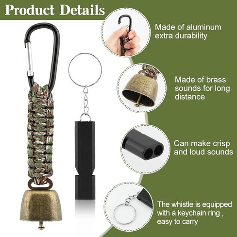 3pcs Bear Bell with 3pcs Whistle Aluminum Bear Bells for Hiking and Emergency Whistle for Hiking, Biking, Fishing, Climbing, Outdoor Camping and Hiking Protection in Saudi Arabia