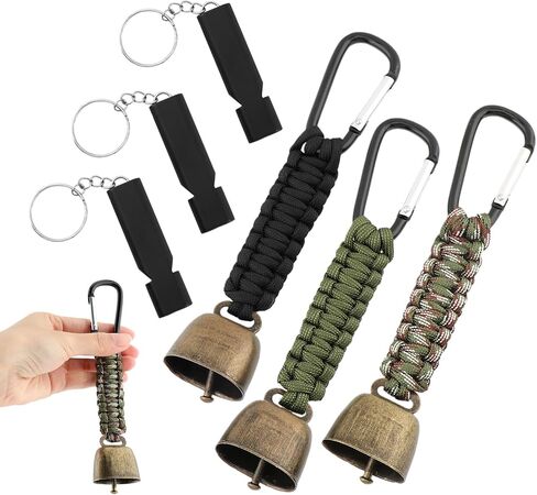 3pcs Bear Bell with 3pcs Whistle Aluminum Bear Bells for Hiking and Emergency Whistle for Hiking, Biking, Fishing, Climbing, Outdoor Camping and Hiking Protection in Saudi Arabia