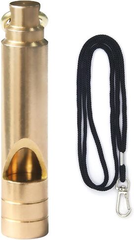 Brass Survival Whistle, 125 dB Loud Emergency Whistle with Lanyard for Hiking, Camping, Pet Training, and Coaching in Saudi Arabia