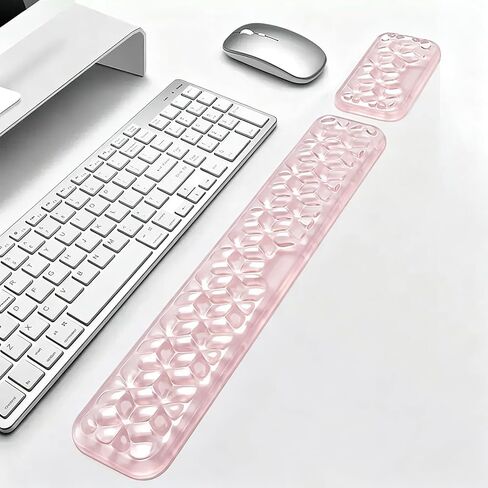 Mouse Pad with Wrist Rest, Soft Cloud Gel Keyboard Mouse Pad Set with Hand Wrist Support, Cute Non Slip Office Desk Accessories for Comfort/Pain Relief/Computer/Laptop (Pink Cloud) in Saudi Arabia