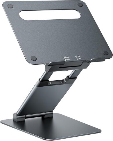 Nulaxy Pull-Out Height Adjustable Laptop Stand for Desk, 22 LB Support | Full Aluminum Standing Desk Holder, Vented Panel, Dual Foldable Design, Compatible with 10-17 Inch Laptops, Office Essentials in Kuwait