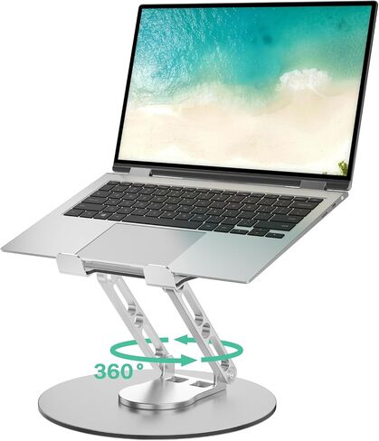Laptop Stand for Desk Adjustable Computer Stand with 360 Rotating Base Ergonomic Laptop Riser Mount for Desk Foldable Protable Computer Desk Fits with MacBook Pro Air, in Saudi Arabia