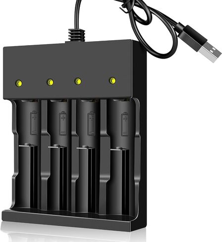 18650 Battery Charger 4 Bay Smart Universal Charger for 3.7V Rechargeable Lithium Li ion Batteries Compatible 18650 26650 21700 10400 14500 16340 16650 18500 Battery Charger (Only USB Charger) in Saudi Arabia