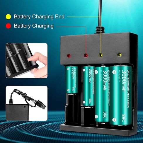 18650 Battery Charger 4 Bay Smart Universal Charger for 3.7V Rechargeable Lithium Li ion Batteries Compatible 18650 26650 21700 10400 14500 16340 16650 18500 Battery Charger (Only USB Charger) in Saudi Arabia