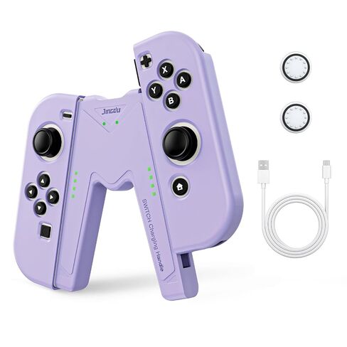JINGDU Switch JoyCon Charging Grip Compatible with Nintendo Switch & OLED Model, Play While Charging, Portable V Shaped Switch JoyCon Controller Charger with Indicators, Black in Saudi Arabia