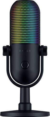 ريزر سيرين V3 كروما 32 بت DSP، ميكروفون USB-C للكمبيوتر الشخصي وماك، أسود | معالجة الصوت بتقنية الذكاء الاصطناعي، عزل الضوضاء، النقر لكتم الصوت، ميكروفون مكثف فائق القلب، Chroma RGB، Discord، OBS Studio، Streamlabs in Kuwait