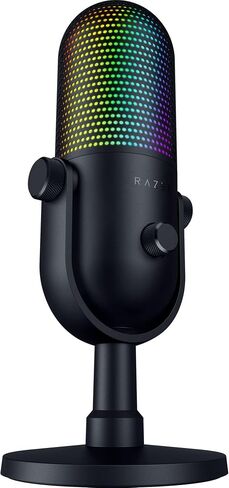 ريزر سيرين V3 كروما 32 بت DSP، ميكروفون USB-C للكمبيوتر الشخصي وماك، أسود | معالجة الصوت بتقنية الذكاء الاصطناعي، عزل الضوضاء، النقر لكتم الصوت، ميكروفون مكثف فائق القلب، Chroma RGB، Discord، OBS Studio، Streamlabs in Kuwait