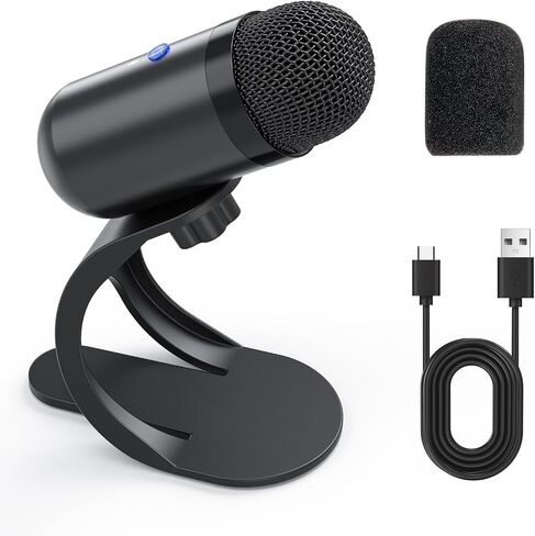 ميكروفون كمبيوتر USB، ميكروفون بودكاست سطح المكتب مع زر كتم الصوت لتسجيل البث، مكثف متعدد الاتجاهات، حامل التوصيل والتشغيل مع التحكم في مستوى الصوت للكمبيوتر الشخصي والكمبيوتر المحمول وماك ويوتيوب in Kuwait