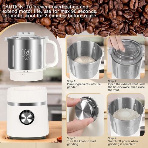 Electric Grinder for Kitchen, 800W Spice Grinder with Detachable Bowl | Versatile grain herb grinder with adjustable speeds and speed control for spices, coffee, grains, nuts, and herbs. in Saudi Arabia