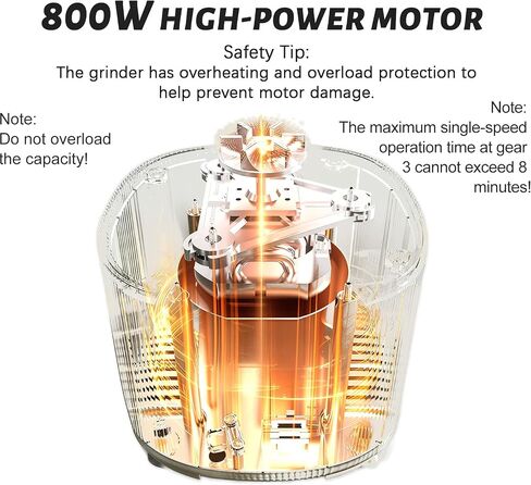 Electric Grinder for Kitchen, 800W Spice Grinder with Detachable Bowl | Versatile grain herb grinder with adjustable speeds and speed control for spices, coffee, grains, nuts, and herbs. in Saudi Arabia