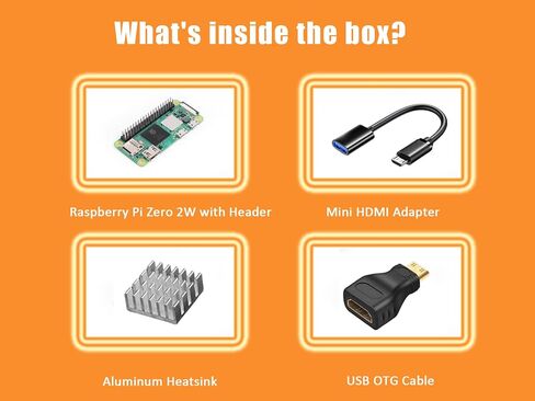 Vemico Raspberry Pi Zero 2 WH Kit | Raspberry Pi Zero 2 W Board with Pre-soldered GPIO Headers, Heatsink, Mini HDMI Adapter & Micro USB OTG Cable Included in Saudi Arabia