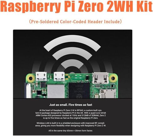 Vemico Raspberry Pi Zero 2 WH Kit | Raspberry Pi Zero 2 W Board with Pre-soldered GPIO Headers, Heatsink, Mini HDMI Adapter & Micro USB OTG Cable Included in Saudi Arabia