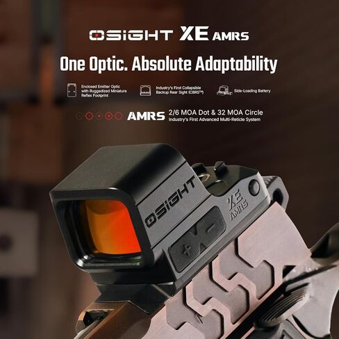 OSIGHT XE AMRS Enclosed Red Dot Sight, 2/6 & 32 MOA Multi-Reticle | 407C/507C Footprint, Side Load Battery, Parallax-Free Enclosed Emitter Optic for Full-Size Setups in Saudi Arabia