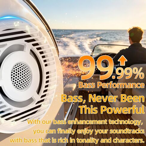 مكبرات صوت HarbourWave 6.5 Marine، مكبرات صوت قارب مقاومة للماء بقدرة 800 وات IPX6، مكبرات صوت بحرية متحدة المحور مقاس 6 1/2 بوصة ثنائية الاتجاه، مقاومة للأشعة فوق البنفسجية والملح، لون أبيض نظيف غير LED، زوج in Kuwait