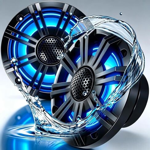 6.5" 800W Marine Speakers, IP66 Waterproof Boat Stereo Speakers with LED Lights, 2-Way Coaxial Audio, Y35 Woofer, for Marine/ATV/Motorcycle/Golf Cart/Motorhome/Powersports/Patio/Poolside/Deck/Home in Saudi Arabia