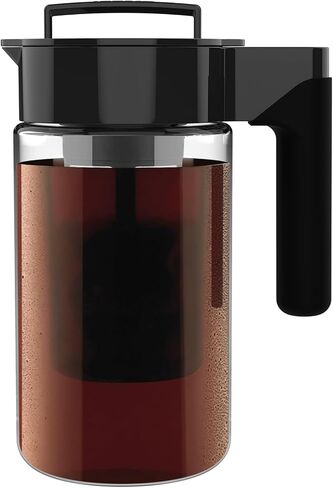 Takeya Glass Cold Brew Coffee Maker for Iced Coffee, Airtight Pitcher, Premium Quality, 2 Quart, Black Lid and Handle in Saudi Arabia