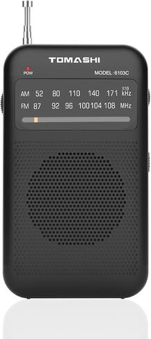 TOMASHI Portable AM FM Radio, Pocket Battery Operated Transistor Radio | Clear reception with built-in speaker and earphone jack. Compact mini radio for walking, travel, home and emergency use. in Saudi Arabia